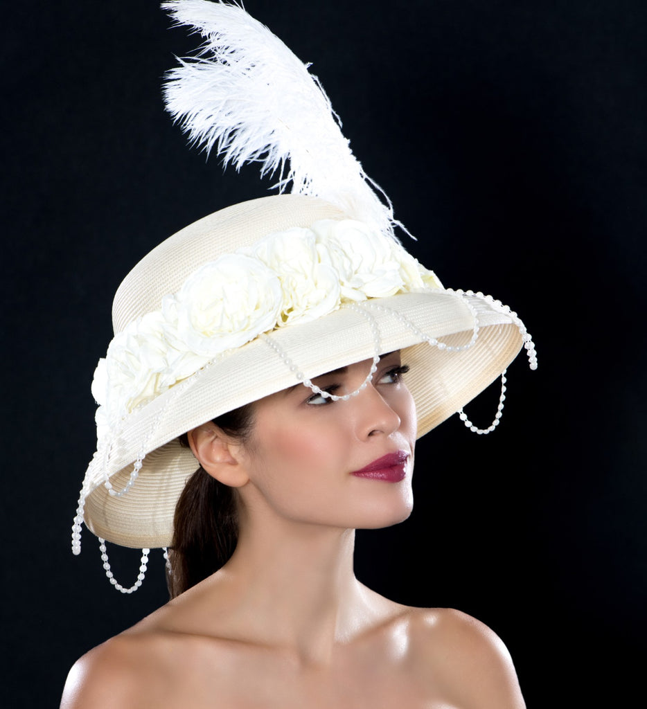 Elegant ostrich feather ladies dress hats/ Shenor Collections - Shenor ...