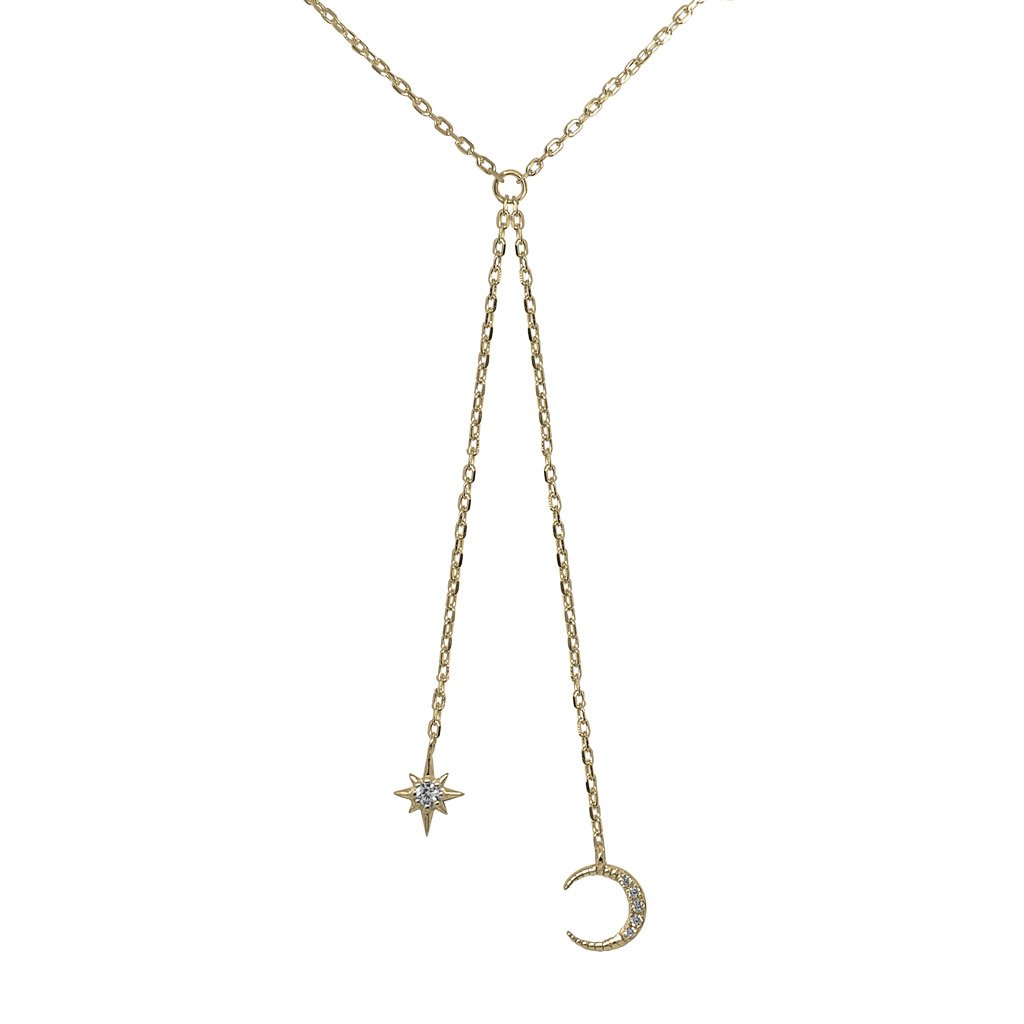 Gold Moon Star Drop Necklace Classic Jewelry For Women Kemmi Collection