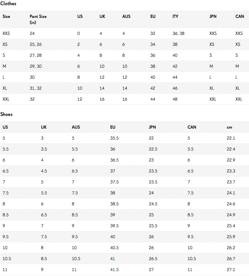 Size Guide - sosorella