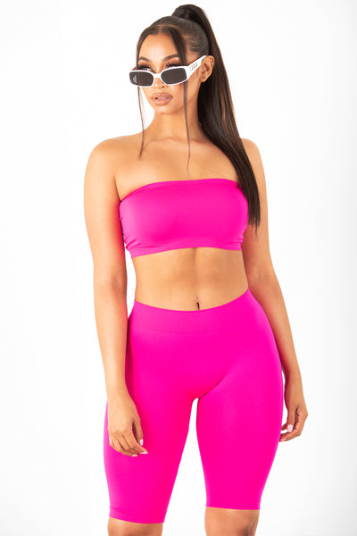 neon pink biker shorts