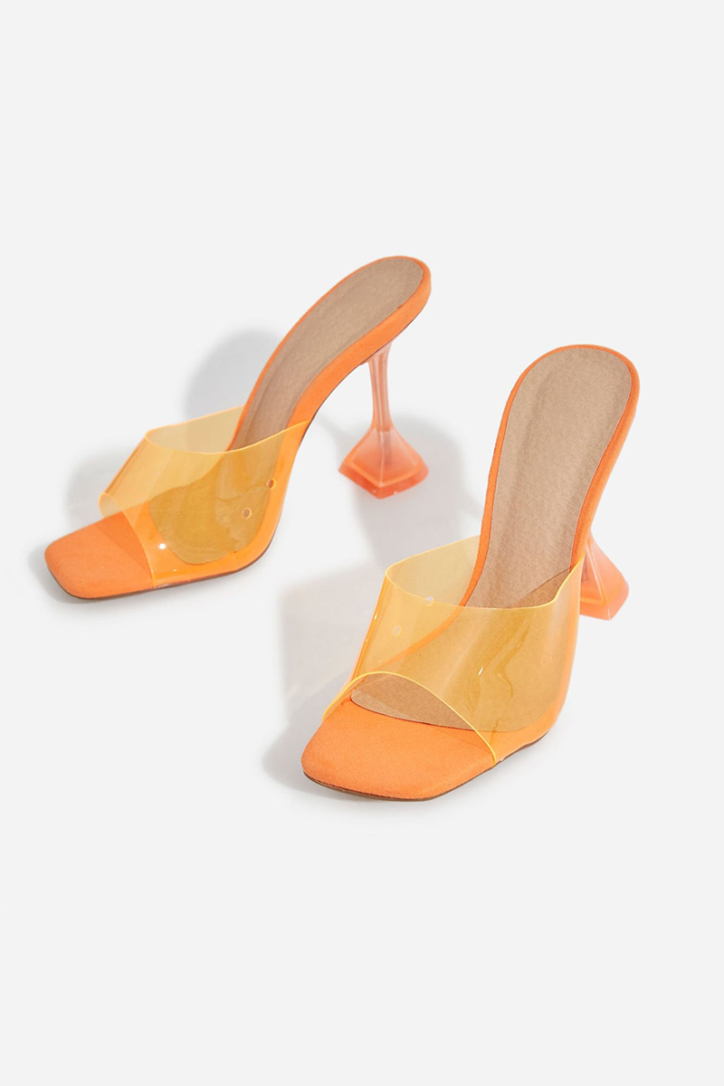 Ivy Mule Heel - Neon Orange - sosorella