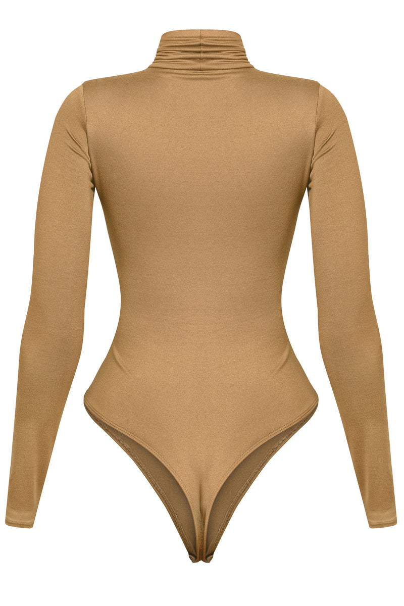 Black Long Sleeve Side Slit Bodysuit - sosorella
