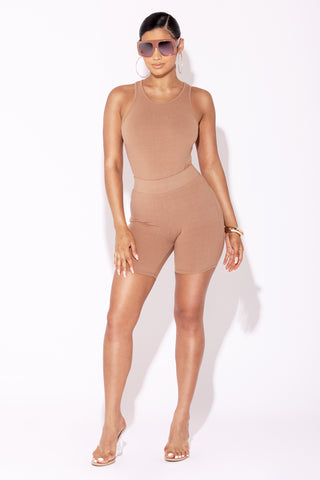 Edges That Scratch Short Sleeve Bodysuit - Nude