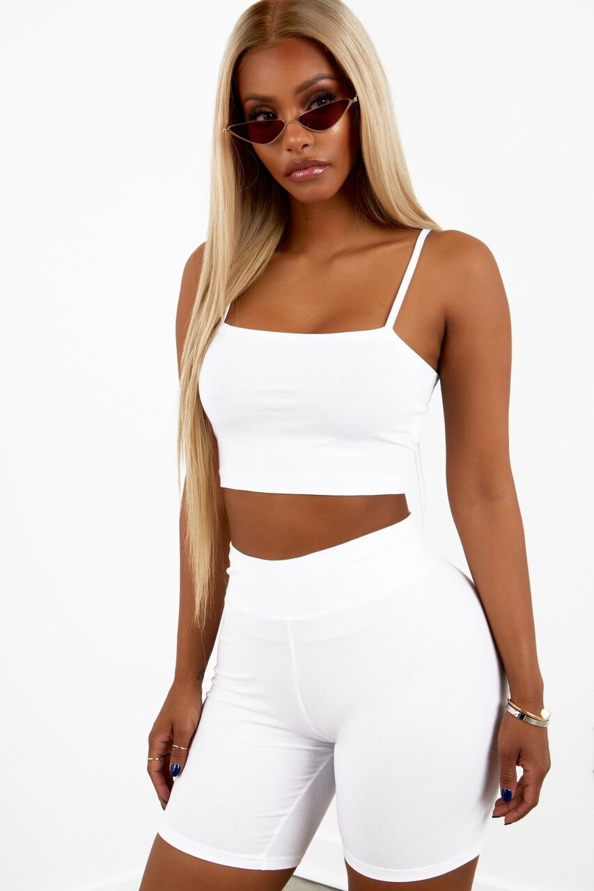 all white biker shorts