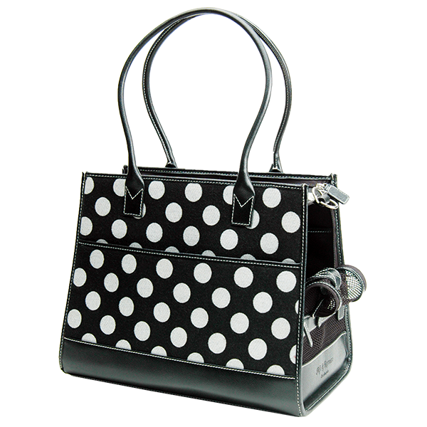 Home / Products / Black Wool Polka Dot & Black Leather Carrier