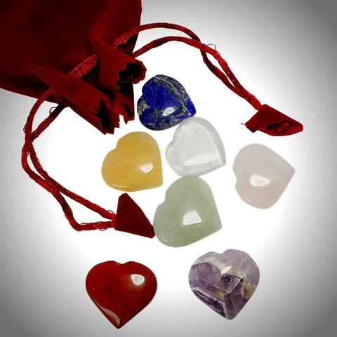 Heart Shaped Healing Crystal Chakra Stone Set