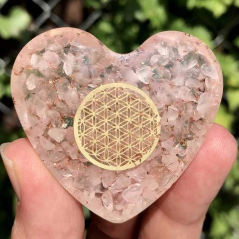 Rose Quartz Flower of Life Orgonite Sphere