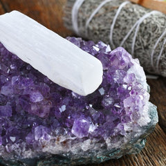 Place Selenite on top of a high vibration stone like Amethyst