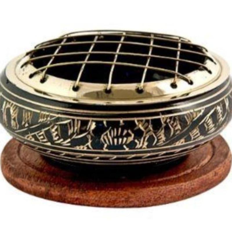 Brass Censer Burner with Wood Handle - Nature's Treasures