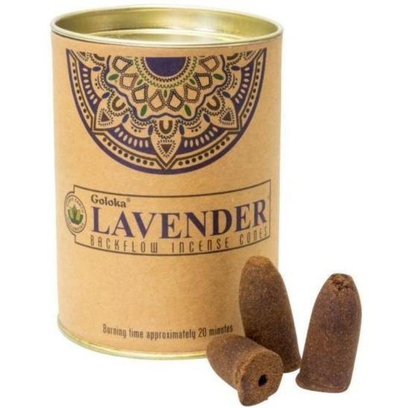 Tin of 20 Lavender Jumbo Backflow Incense Cones
