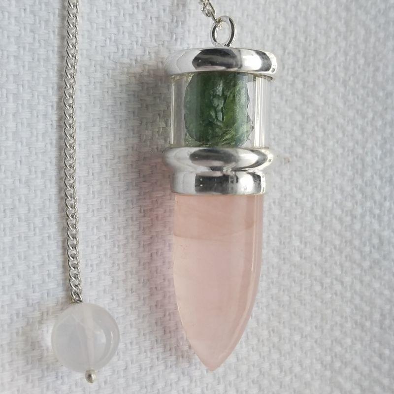 925 Silver Rose Quartz Devine Bead Pendant Necklace www