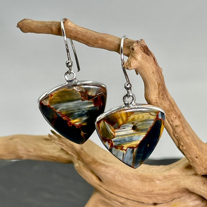 Pietersite French Hook Earrings || Namibia || .925 Sterling Silver-Nature's Treasures