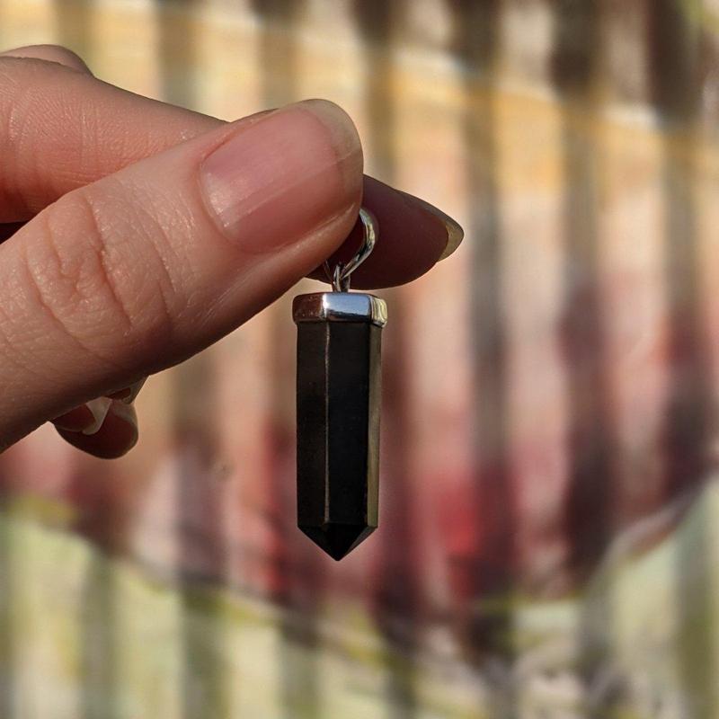 Polished Shungite Point Pendant || .925 Sterling Silver-Nature's Treasures