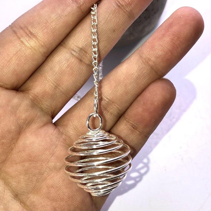 Crystal Pendant Cages Silver Coil