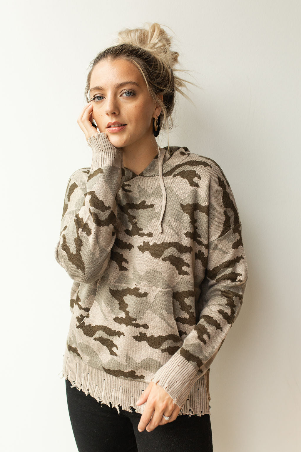 distressed camo hoodie