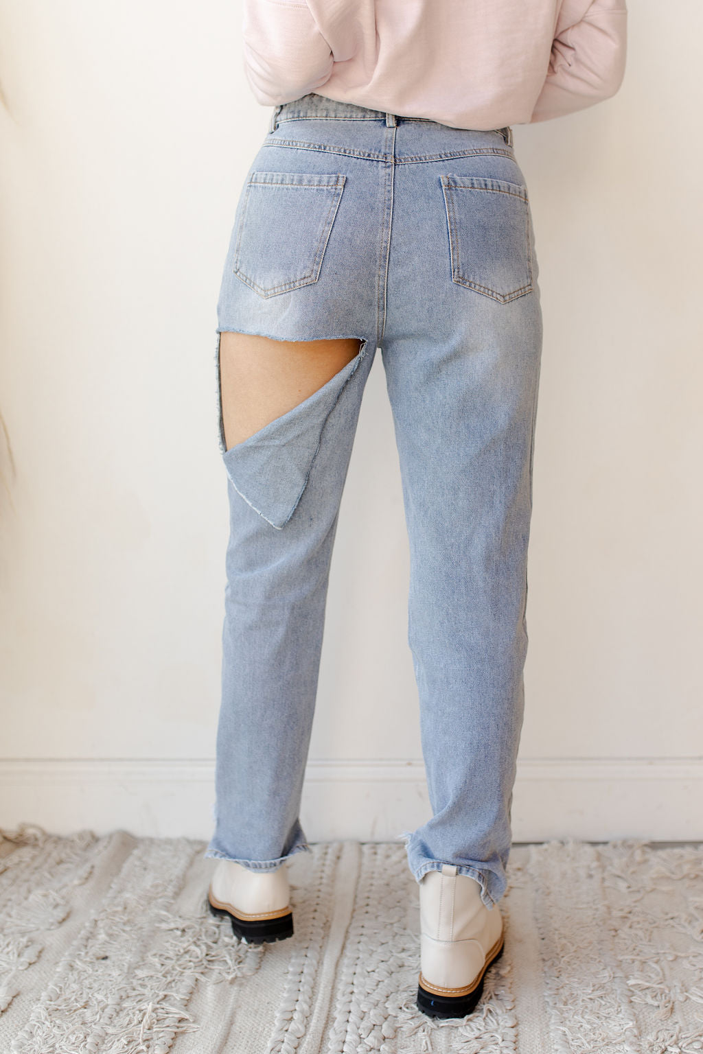 jeans with back cut out