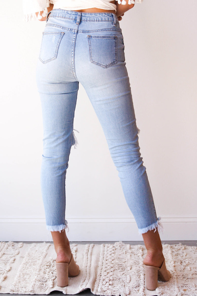 Keely high rise distressed denim – mode