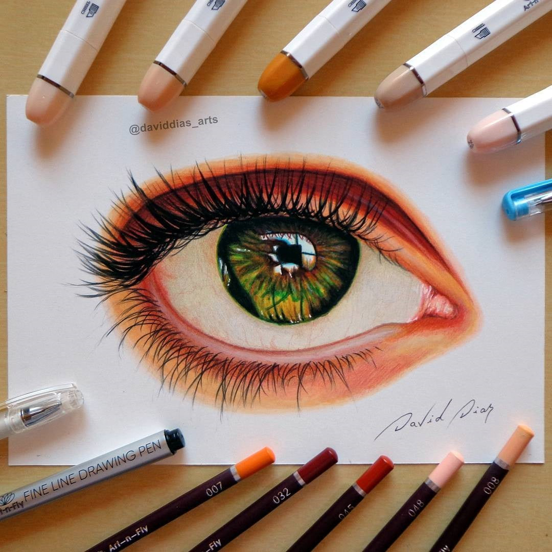 How to Draw an Eye Tutorial w/Markers & Pencils ArtnFly Supplies