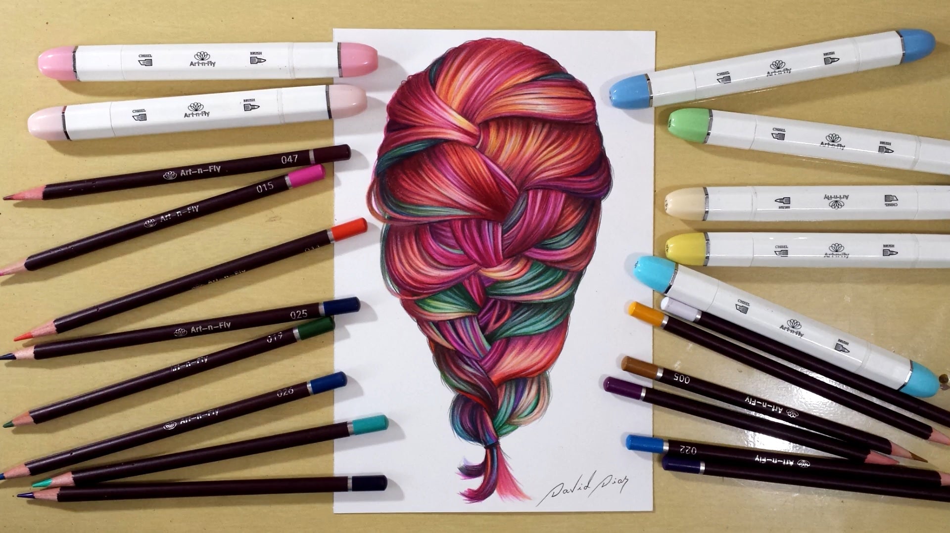 How to Draw Plus Coloring Colorful Hair w/ Marker Tutorial ArtnFly