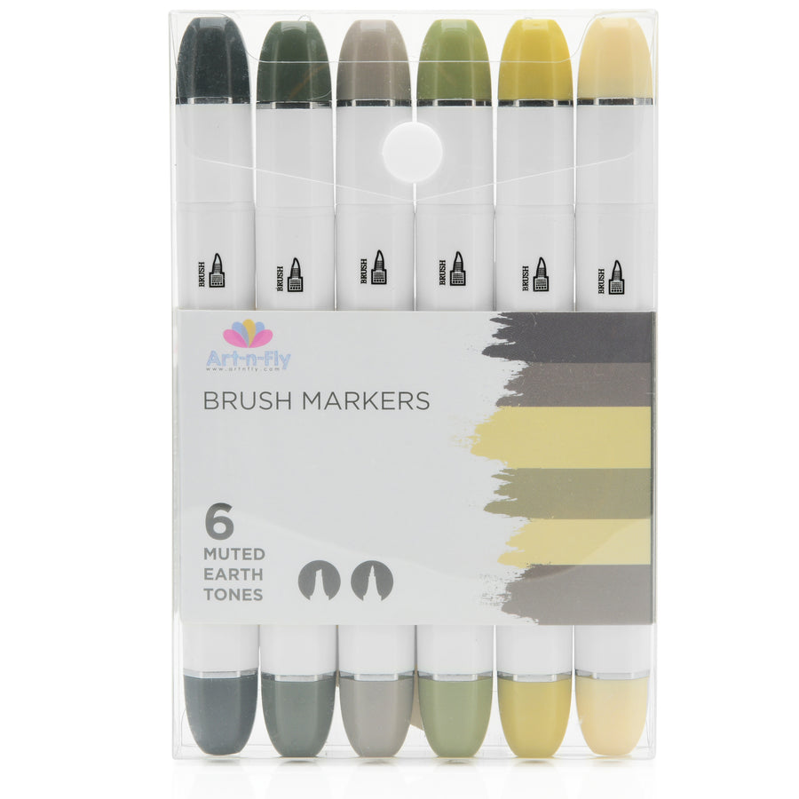 Art-n-Fly Brush Tip Sketch Markers 24 Colors with Blender Marker