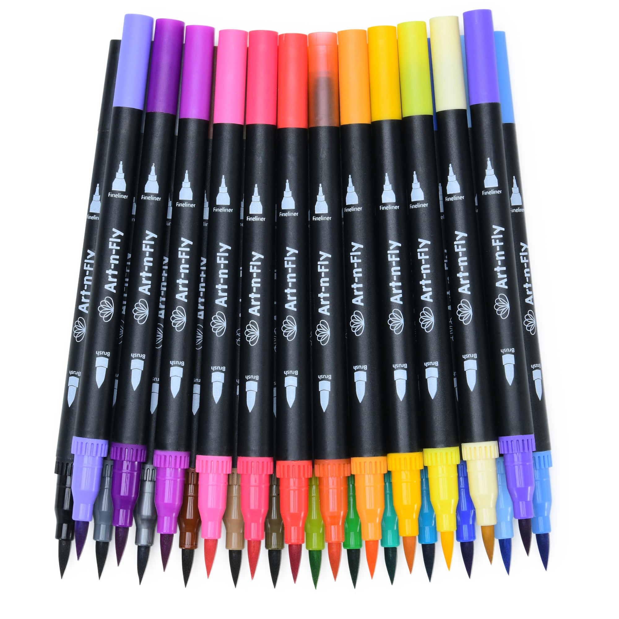 Soucolor 60 Colors Dual Tip Brush Pens with Fineliner Tip 0.4 Art
