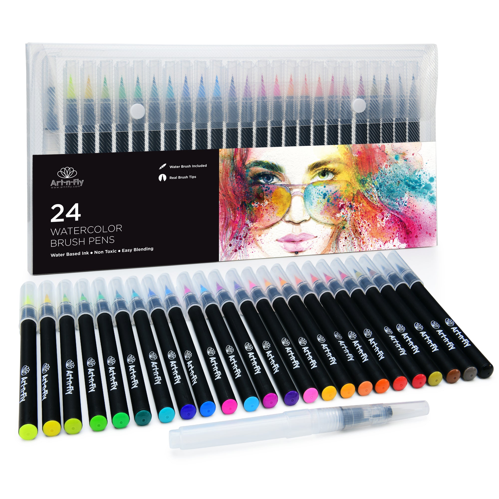 24 Watercolor Paint Brush Pens - Art-N-Fly