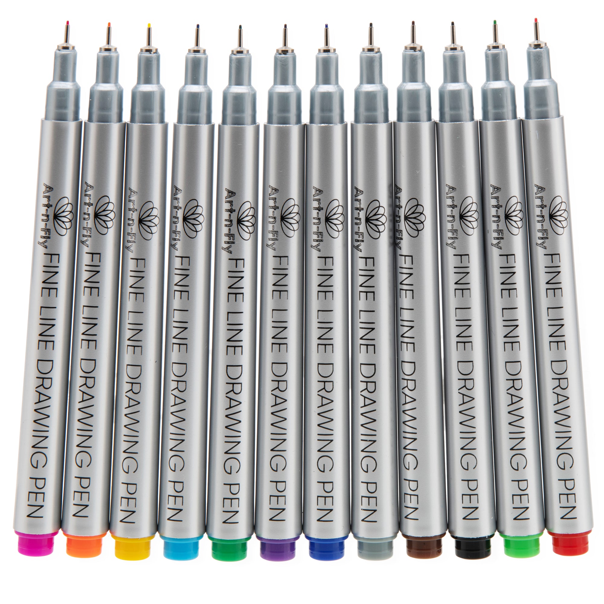 12 Colored 03 Fine Tip Color Inking Pens For Drawing Archival Waterpro