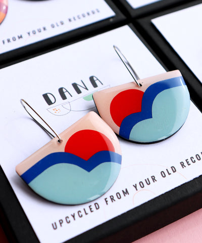 recycled vinyl record earrings by Dana Jewellery