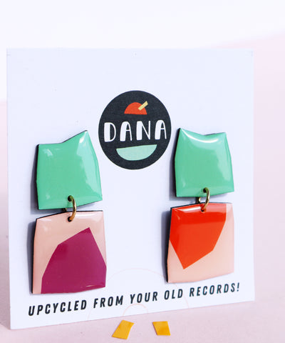 recycled vinyl record earrings by Dana Jewellery