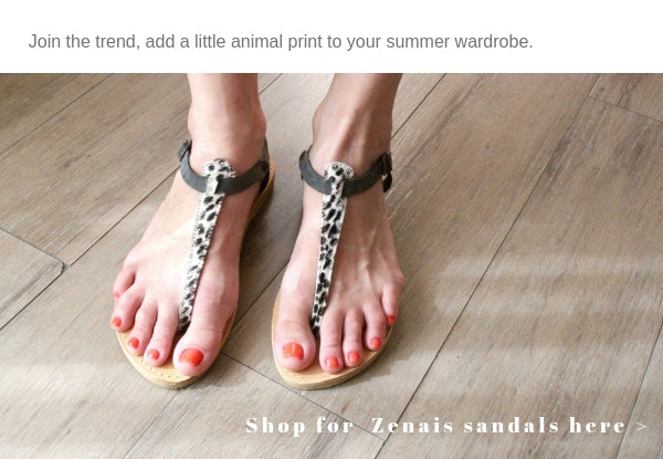 Shop for Zenais sandals in grey and animal print leather here