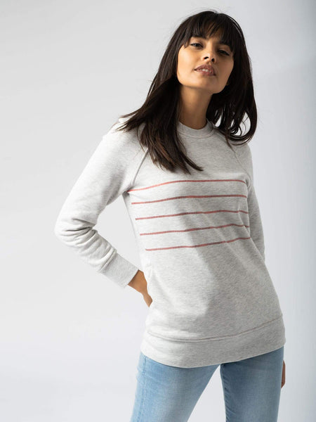 Ladies Stripe Sweater in Grey. Organic Cotton | Zaggora USA