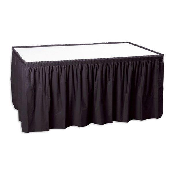 14 ft Plastic Tableskirt Black Velvet/Case of 6 – KT Party Supply