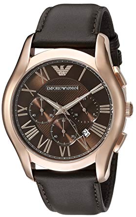 Emporio Armani Chronograph Brown Dial Brown Leather Strap Mens Watch –  VicLex International