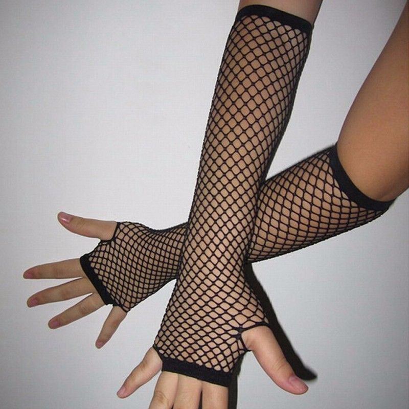 long fishnet gloves