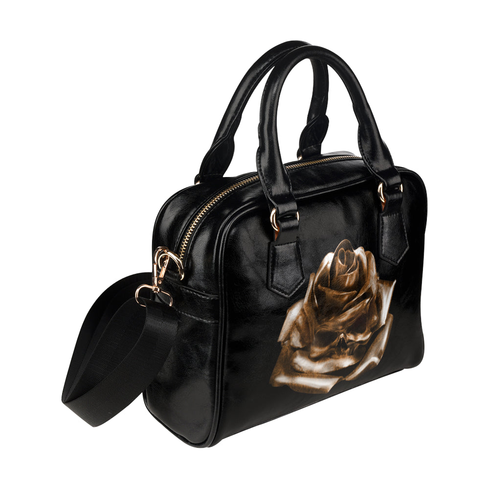 Golden Rose Skull Printed Shoulder Handbag Skull Obsessed