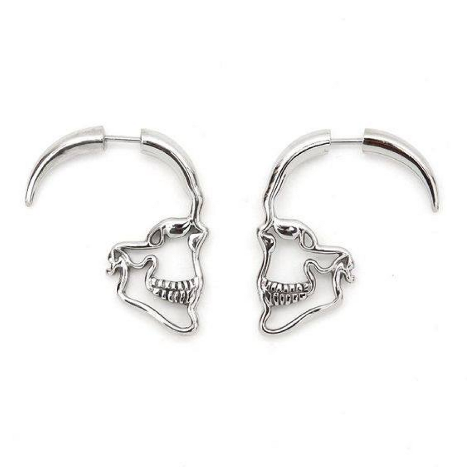 silver skull earrings