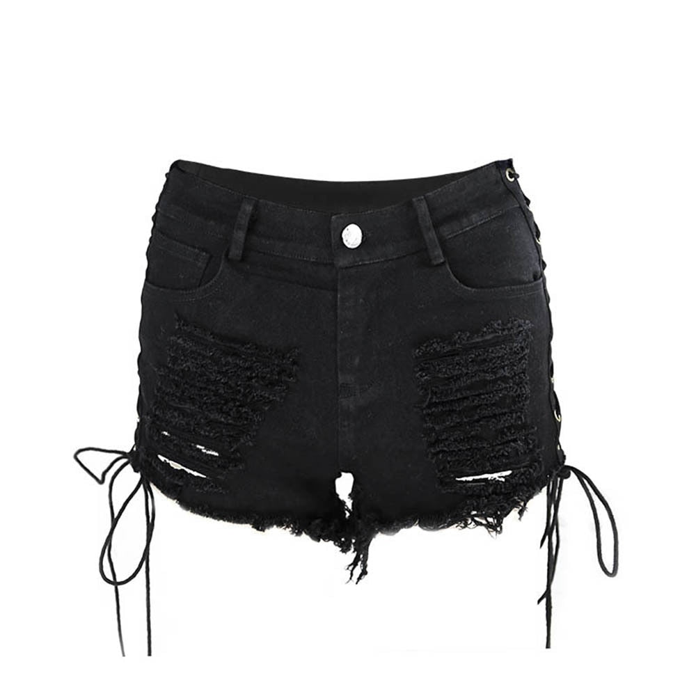 black denim hot pants