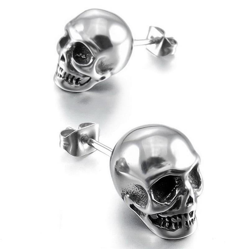 silver skull earrings