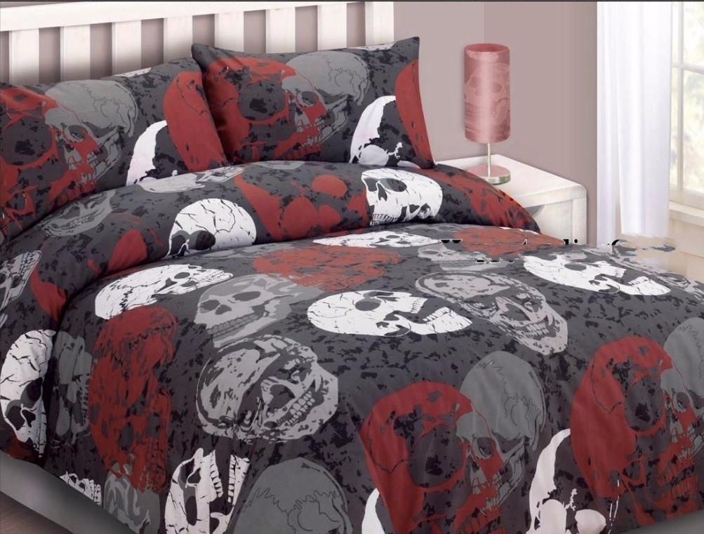 Skull Print Single Double Duvet Cover Set Skull Obsessed