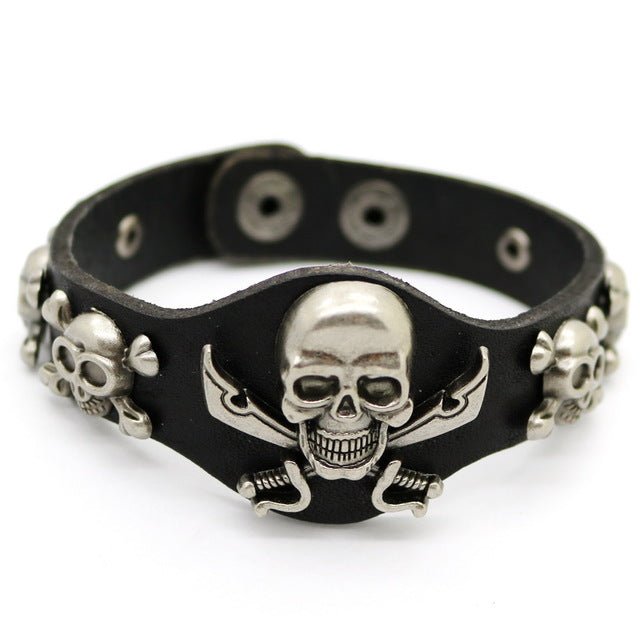 leather bracelet skull