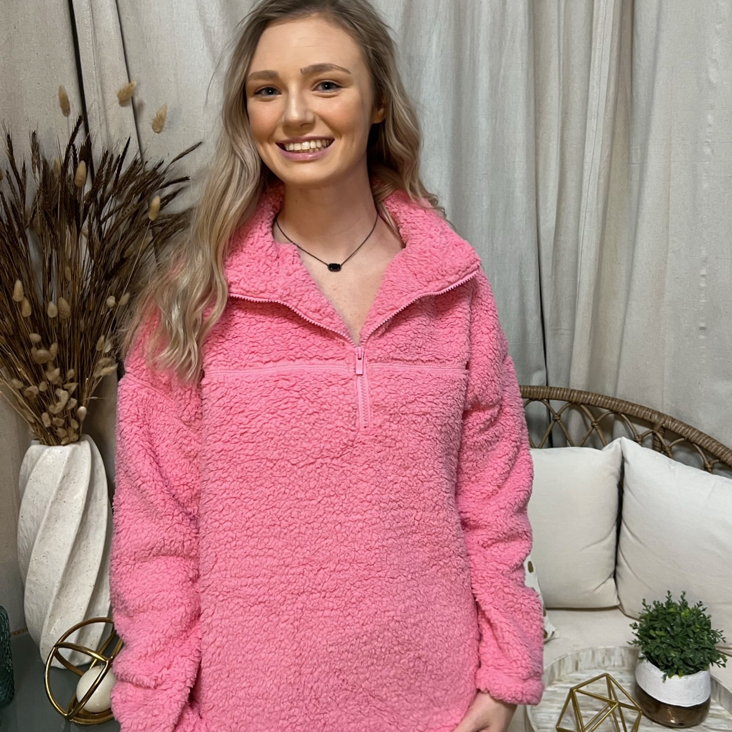 Rylan Candy Pink Sherpa Pullover