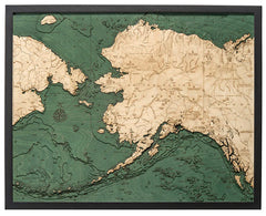 Alaska 3-D Nautical Wood Map