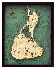 Block Island, Rhode Island 3-D Nautical Wood Chart