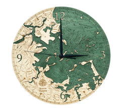 Boston Harbor Wood Map Clock