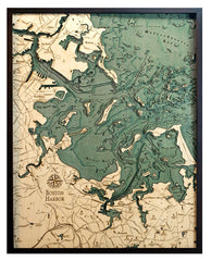 Boston Harbor, Massachusetts 3-D Nautical Wood Chart