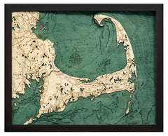 Cape Cod, Massachusetts 3-D Nautical Wood Chart