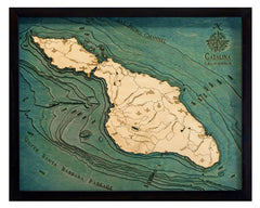 Catalina Island, California 3-D Nautical Wood Chart
