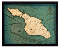 Catalina Island California Wood Map