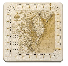 Chesapeake Bay Wood Map Cribbage Board