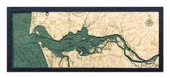 Columbia River Mouth, Oregon and Washington 3-D Nautical Wood Chart